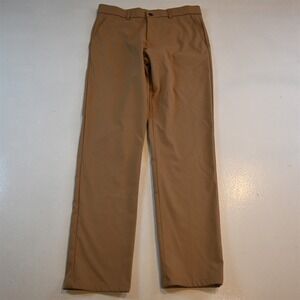 Plaid Plain 32x32 Tan Brown Slim Fit Dress Stretch Mens Pants